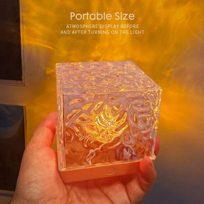 3/16 Colors Dynamic Rotating Water Ripple Projector Night Light Flame Crystal Lamp for Living Room Study Bedroom Rotating Light