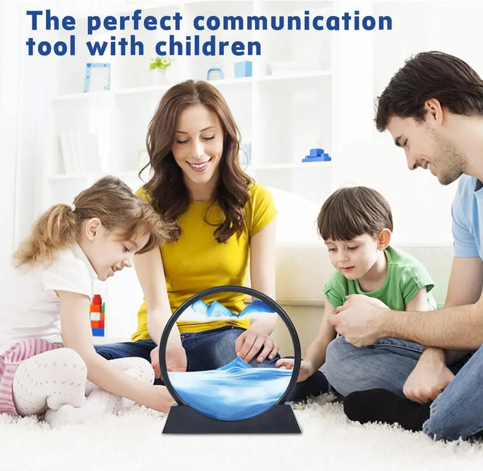 3D Moving Sand Art Picture Round Glass Deep Sea Sandscape Hourglass Quicksand Craft Flowing Sand Painting Office Home Decor Gift